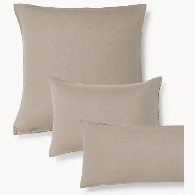Westwing Collection Gewassen linnen kussenhoes Airy Bruin