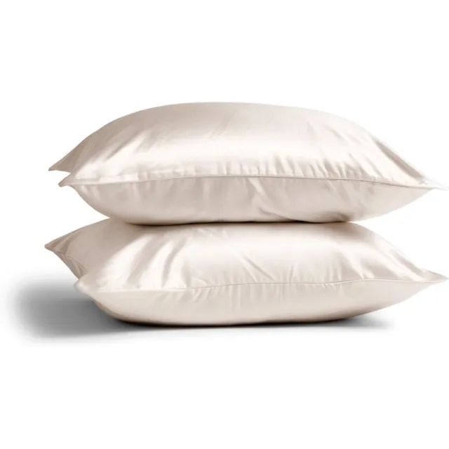 Silk Heaven 2x Zijden Kussensloop 45x65cm Ivoor Hotelsluiting 22 Momme - Kussensloop set - Luxe Silk Kussensloop 100% moerbei zijde - Zijde kussensloop - Silk Heaven - 45x65cm (voor ergonomische kussens 40x60cm) / Hotelsluiting