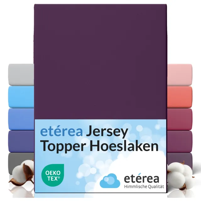 etérea Himmlische Qualität etérea Topper Jersey Hoeslaken 180x200 - 200x200 cm Oekotex Made in Green - 100% katoen - Pruim Plum