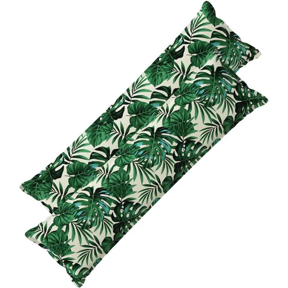vidaXL Kussensloop 2 st HOUTEN Bladpatroon 40 x 145 cm Polyester Groen
