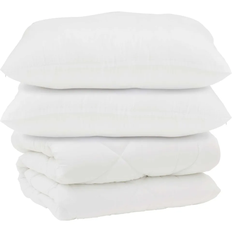 vidaXL Dekbed met Kussens 3 st Wit Microfiber en Dons Feather, foto 3