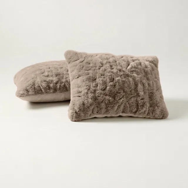 Y-not® Y-NOT Cloud Kussenslopen Set - Pom Pom Fur Taupe - 60x70 cm - 2-pack - Zachte Kussenhoezen voor Comfortabele Nachtrust