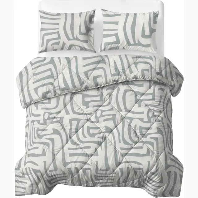 Sleeptime Lazy Sleeptime Eran 2 in 1 Wasbaar Dekbed zonder Overtrek - Tweepersoons 200x200 cm - Inclusief 2 Kussenslopen 60x70 cm - 100% Microvezel - Groen Eran Groen