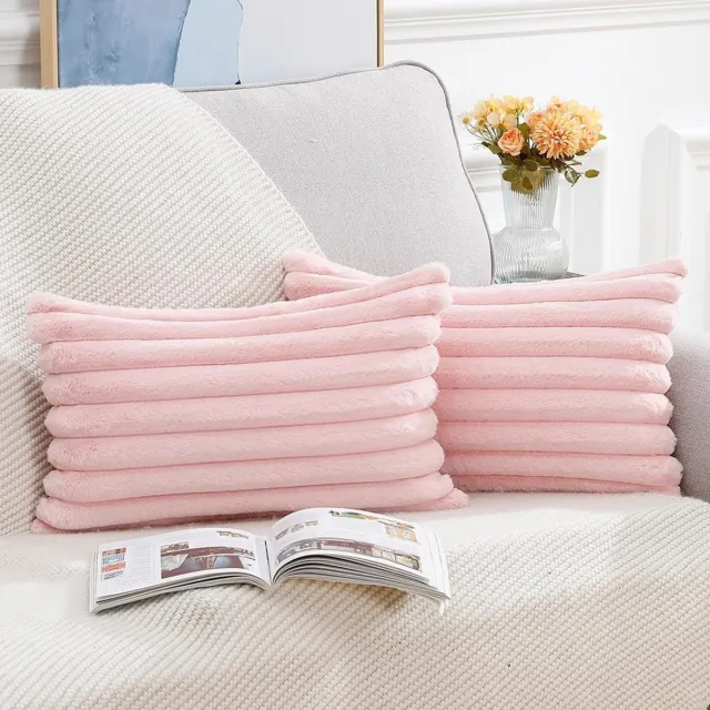 FloraGrace Kussenslopen – Kussensloop Set Van 2 Met Fluweelstof, Luxe Zachte Sierkussenslopen Voor Woonkamer En Auto – 30x50 Cm – Fluweel – Roze