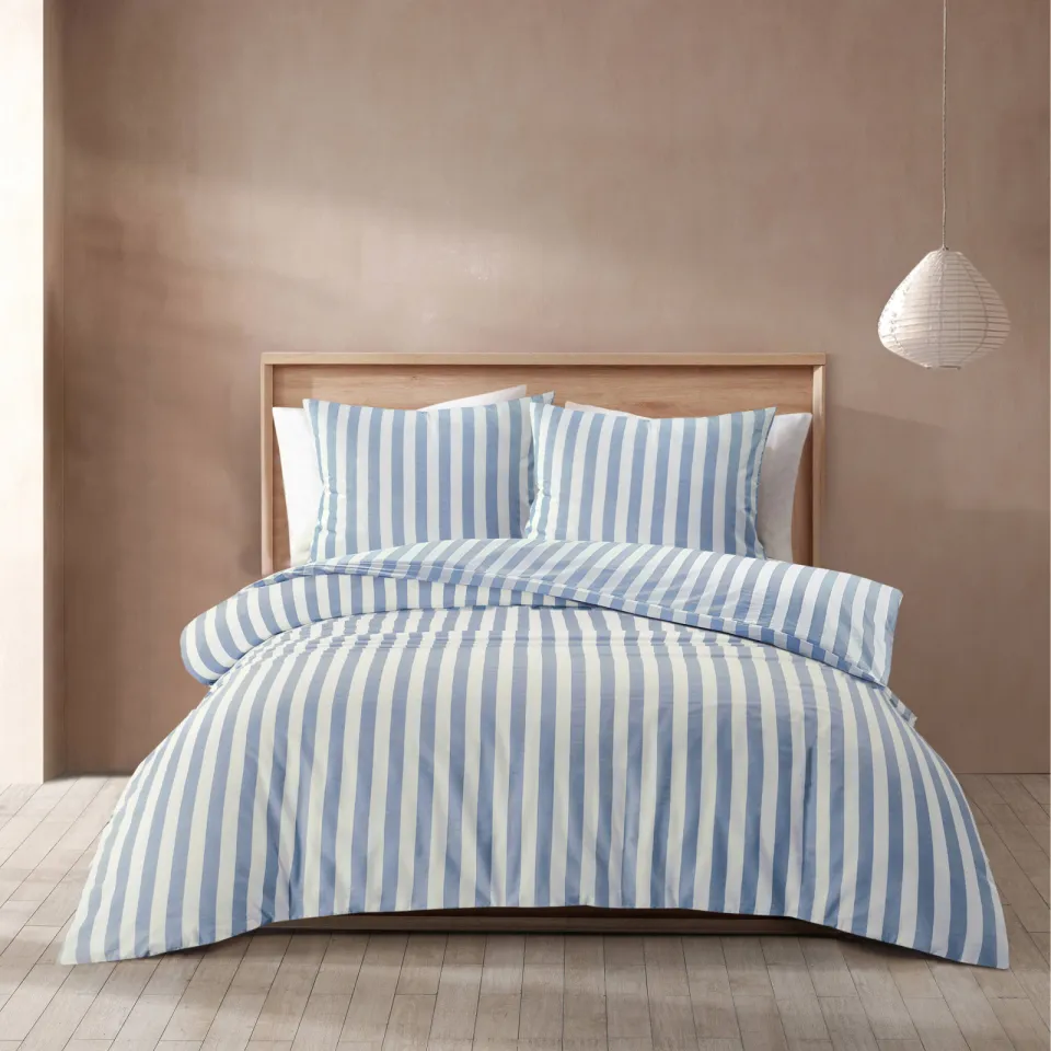 NOUS Living katoenen gestreept 2-persoons dekbedovertrek 200x220 cm - blauw, foto 4