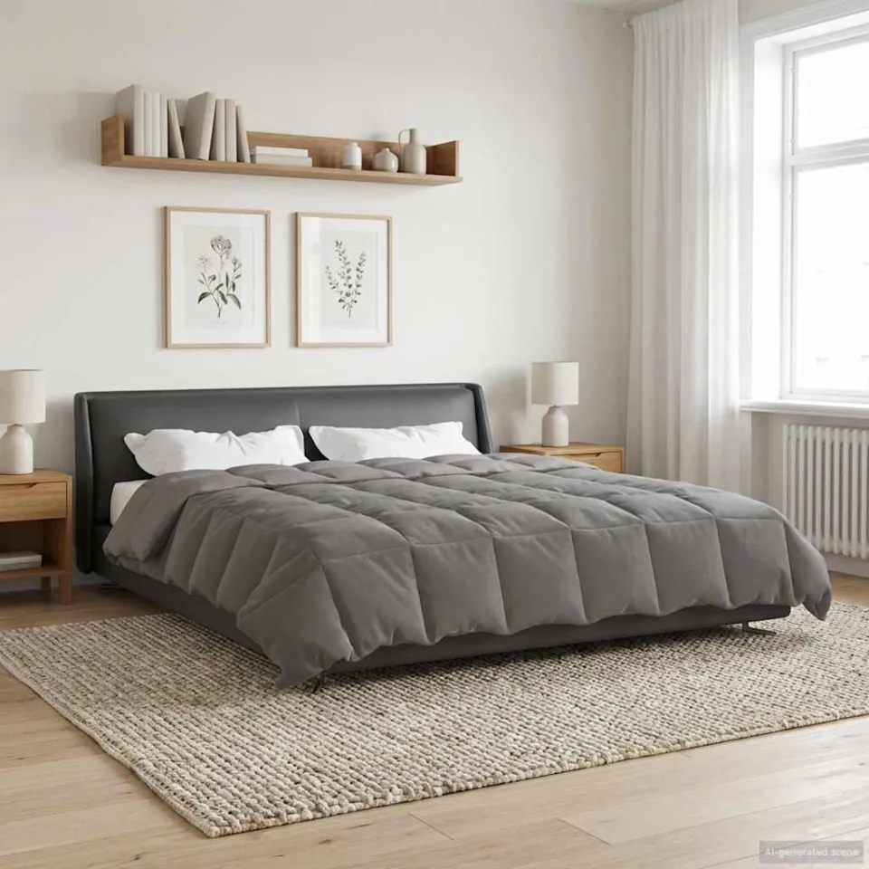 vidaXL Zomer Dekbed 200 x 240 cm Zomer Microfiber (100% polyester) lichtgrijs, foto 4