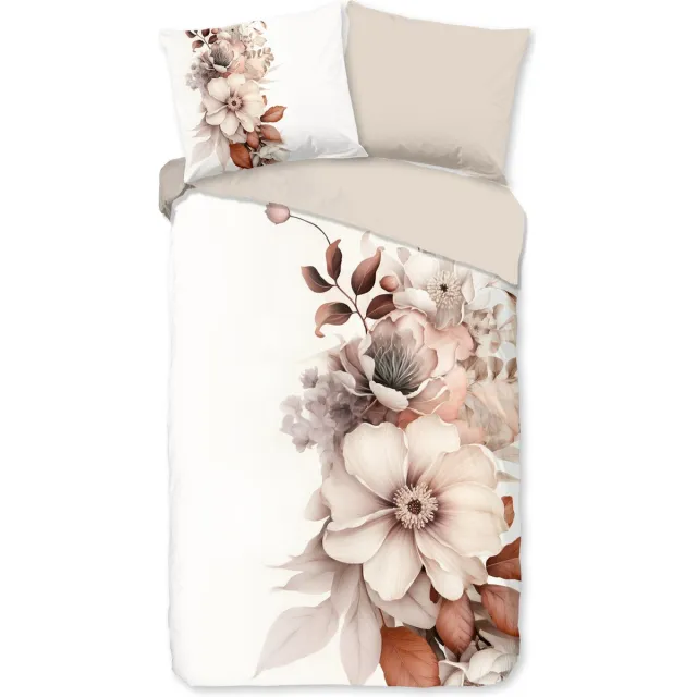 Good Morning dekbedovertrek bloemen/ rustig - Ecru - 100% Katoen renforce