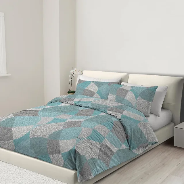 Ibenzoa Beddengoed Set met Ritssluiting en Hoekbanden van 100% Microvezel - groen