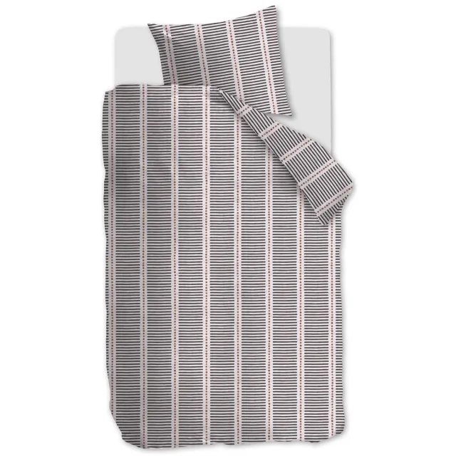 vtwonen Stip and Stripe dekbedovertrek - Eenpersoons - 140x200/220 - Blush