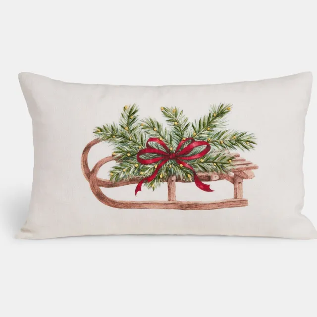 Loberon Kussenhoes Babrie beige/rood