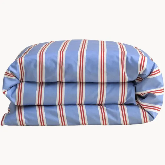 Dalfilo Katoensatijnen dekbedovertrek Sky Blue Stripes Blauw, Wit