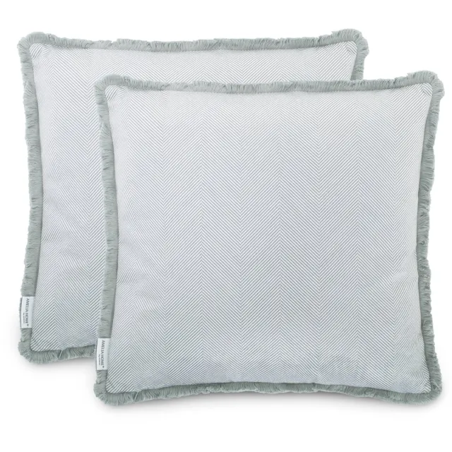 AmeliaHome Set van 2 sierkussens 45x45 cm, grijs met strepen