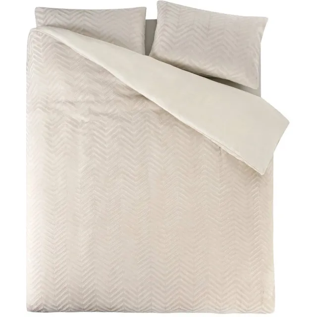 Droomtextiel Teddy Dekbedovertrek Chevron Crème - 240x200 cm - Super Zacht