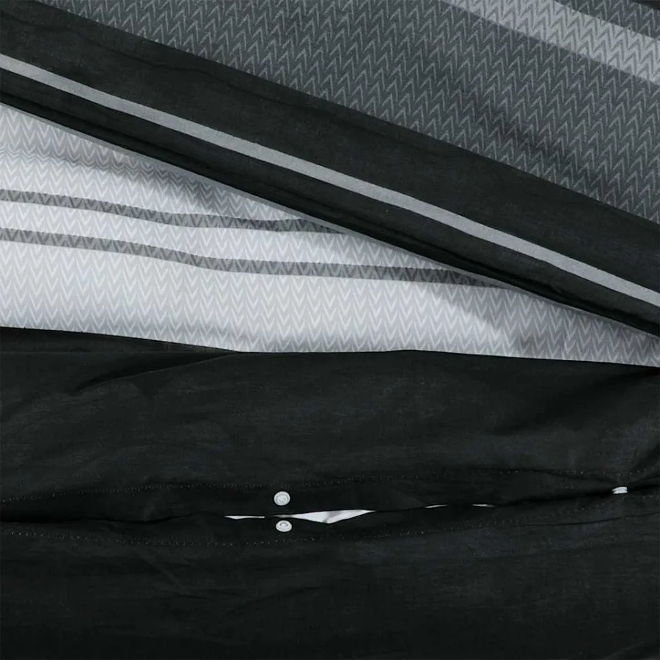 vidaXL 2 st 225 x 220 cm + 50 x 75 cm 100% Cotton Black Stripes, foto 4