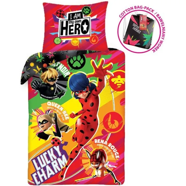 Miraculous Dekbedovertrek Lucky Charm Ladybug - Eenpersoons - 140 x 200 cm - Katoen Multi