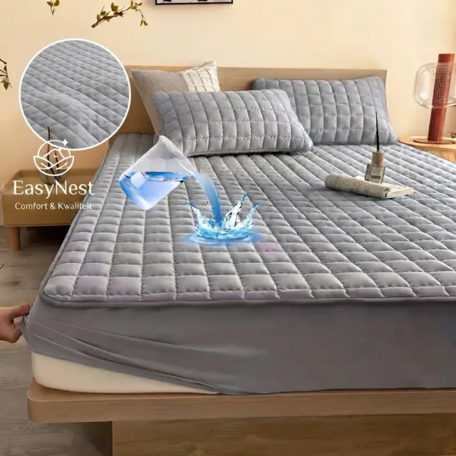 EasyNest Luxe Waterdichte Matrasbeschermer 160x200 cm - 30CM Dik– Verdikte Beddengoedbeschermer voor 1-en 2 -Persoons Bedden Hotelkwaliteit – Zachte & Comfortabele Matras Hoes – Wasmachinebestendige Matrasbeschermer voor Slaapkamer – Bescherming voor Matras Grijs