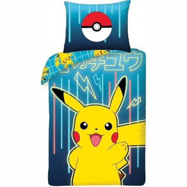 Pokémon Dekbedovertrek, Pokeball - Eenpersoons - 140 x 200 cm - Katoen Blauw