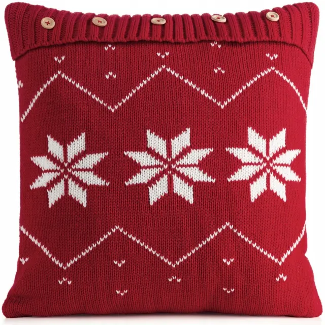 Eurofirany Kerst Kussenhoes 45x45 cm Rood met Witte Sterren - Decoratief
