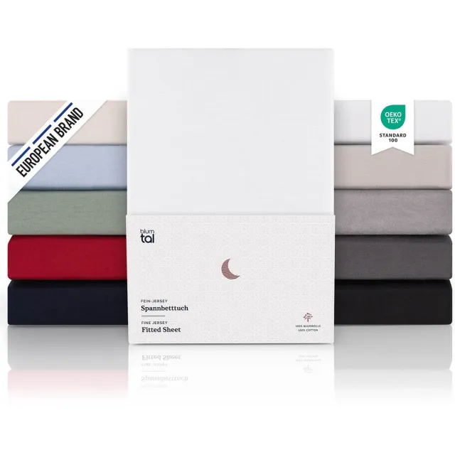 Blumtal Hoeslaken Premium Jersey - 160 x 200 cm - tot 15 cm Topperhoogte - Wit - 100% Katoen - Topper