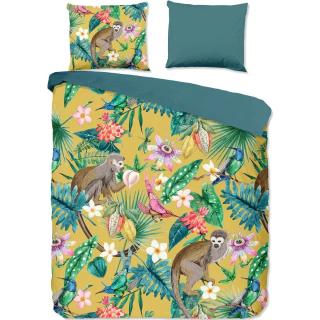 Good Morning Dekbedovertrek "jungle print" - Oker - Katoen Ochre