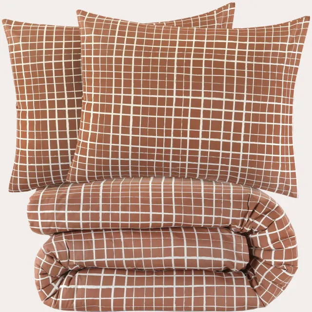 NOUS Living katoenen dekbedovertrek 2-persoons (200x220 cm) Bruin