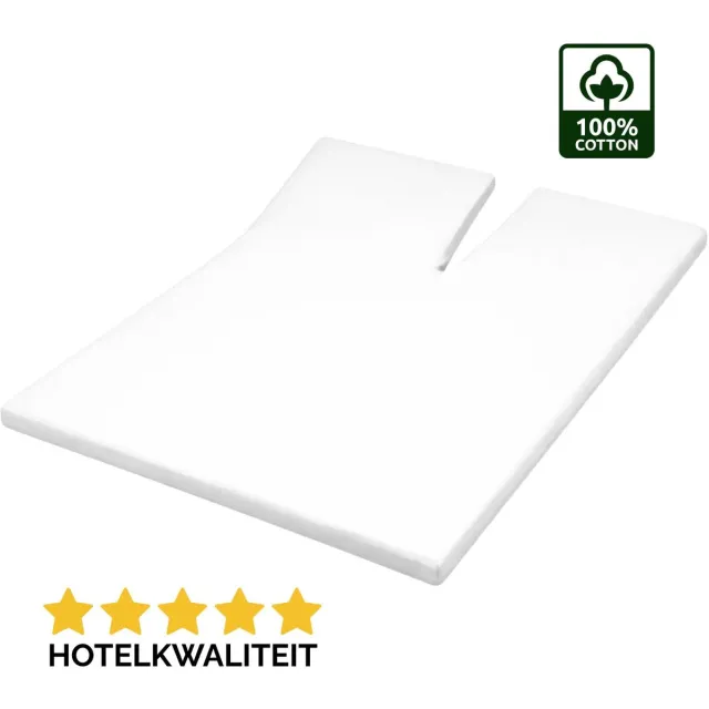 Droomtextiel Splittopper Molton Hoeslaken - 160x200cm - 100% Katoen - 60˚C wasbaar - Hoogwaardige Kwaliteit - Perfecte Pasvorm Wit