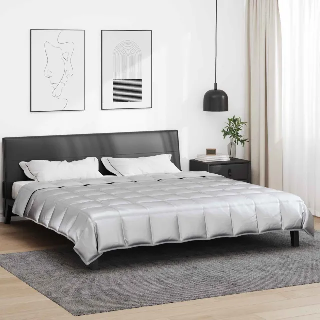 vidaXL Vol jaar dekbed 240 x 260 cm 300 gsm Satijn en microvezel Zilver