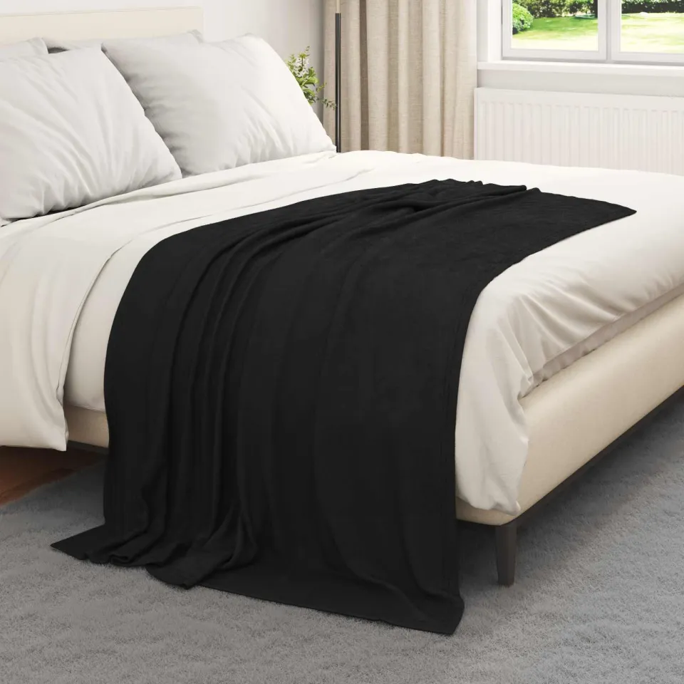 vidaXL plaid Zwart 170 x 130 cm 0,33 kg Fleece, foto 3