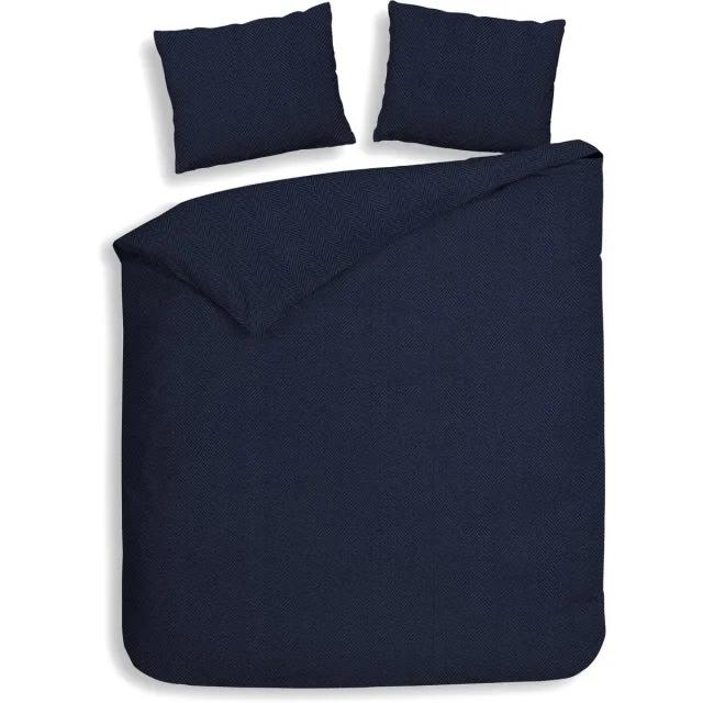 Heckettlane Dekbedovertrek Spina - Effen Bedlinnen - 260x200-220 cm - Blauw - Dekbedovertrek van 100% Katoen-Flanel
