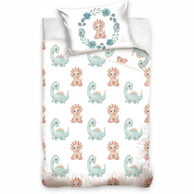 Sweet Home Dino BABY Dekbedovertrek- 90 x 120 cm - Katoen Blauw