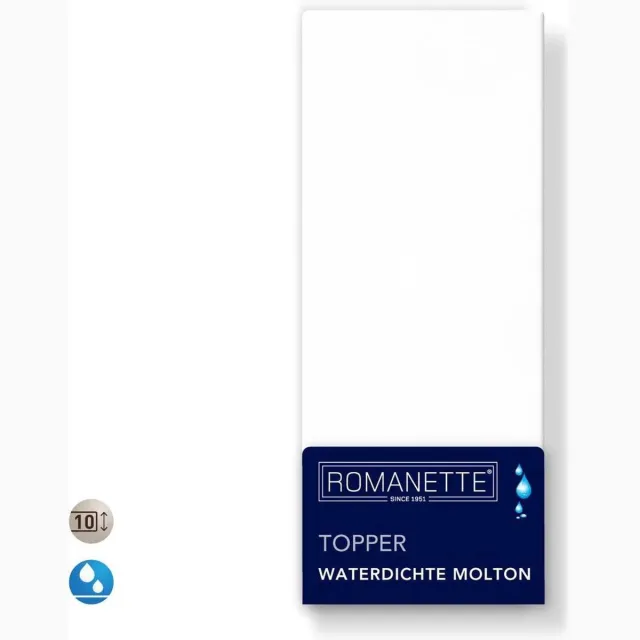 Romanette Molton Hoeslaken Wit, 100% katoen met polyurethaan laag tot 30 cm hoekhoogte Kingsize 200x200