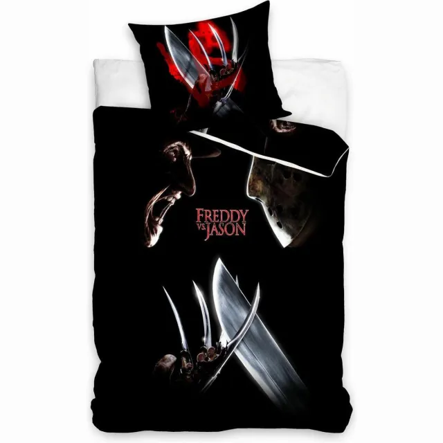 B&B Slagharen Dekbedovertrek Freddy vs. Jason- Horror- griezel dekbed- Halloween - Katoen - slaapkamer. zwart