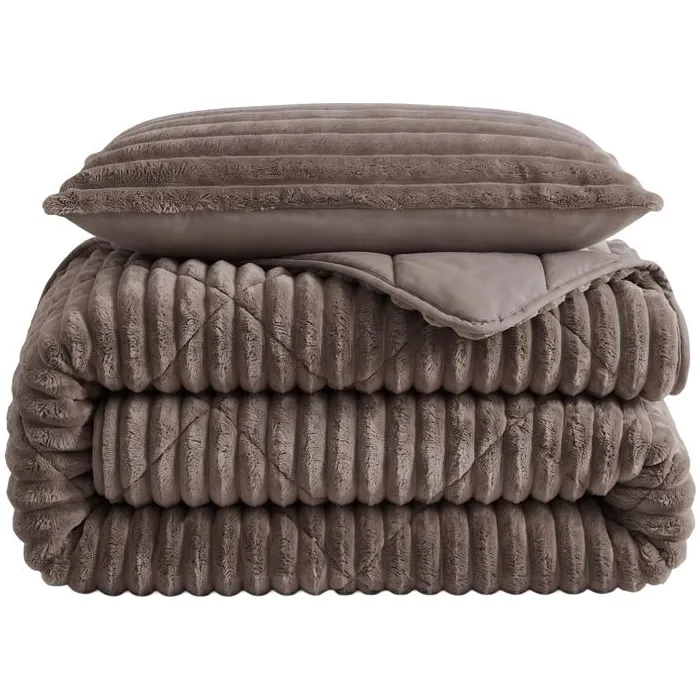 Zensation Lazy all-in-one dekbed ribstof - donkerbruin, foto 3