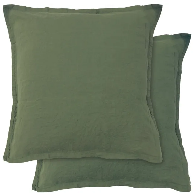 Matt & Rose Set Kussenslopen Sauge - (2x) 65 x 65 cm - 100% Linnen Groen