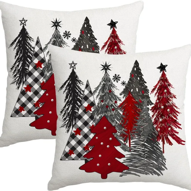 Unyqoos Set van 2 feestelijke kussenslopen voor kerstdecoratie in huis Kleurjik