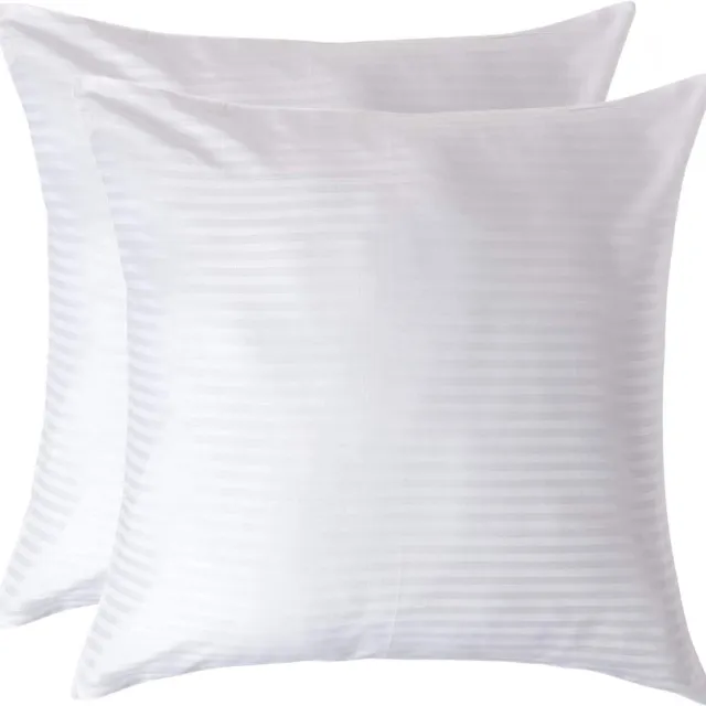Homescapes Satijn Streep Katoen Kussensloop 80x80 cm – Set van 2 – Wit – 100% Egyptisch Katoen – Draaddichtheid 330