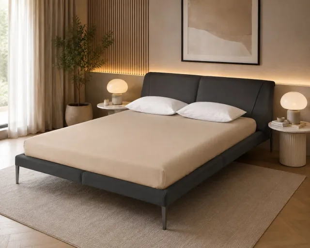 decoware Hoeslaken Zand - Jersey - 200x200/220 cm - Extra breed - Matrassen tot 35 cm - Geweven Katoen
