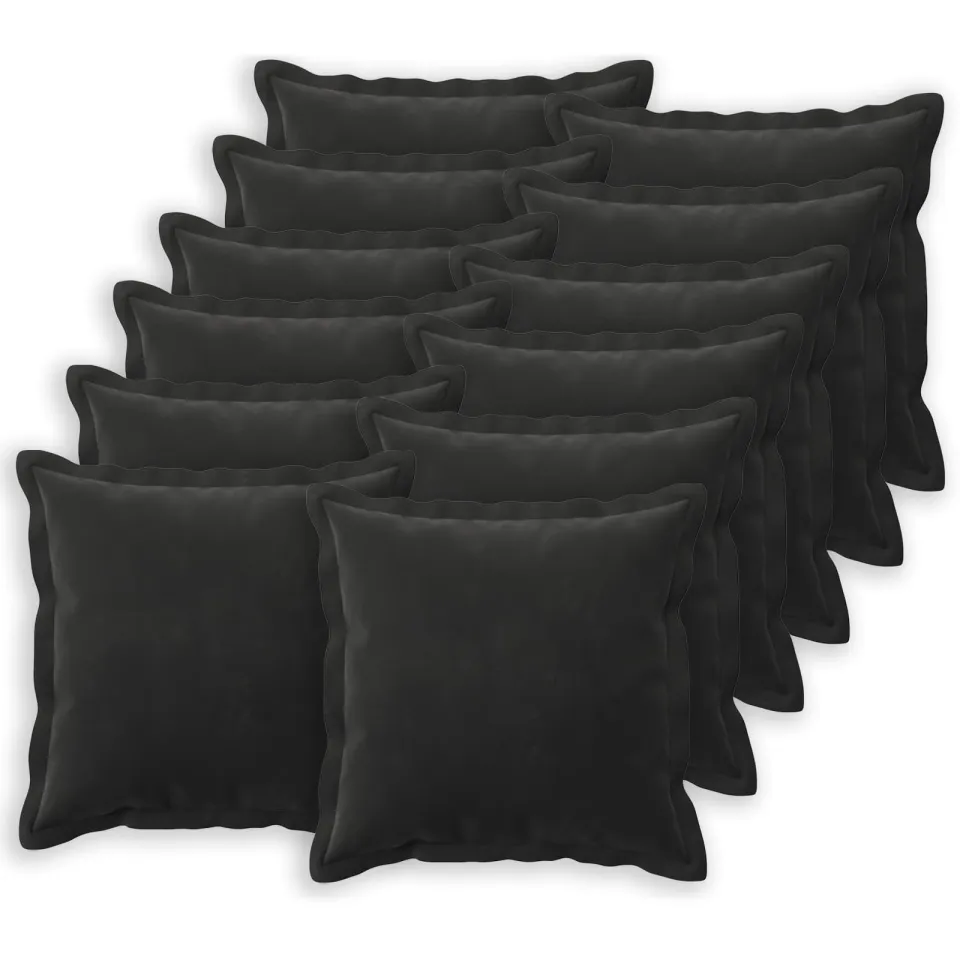 vidaXL Kussensloop 12 st HOUTEN Zwart 40 x 40 cm Fluweel, foto 3