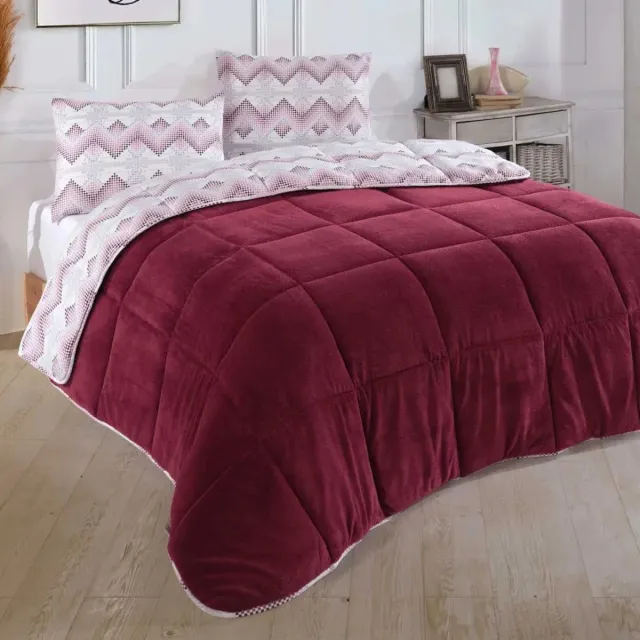 NORDIC SCHILLER Dekbed - 4-Seizoenen & Dubbelzijdig - Ultiem Comfort - Machinewasbaar - 215 cm x 235 cm - kersrood