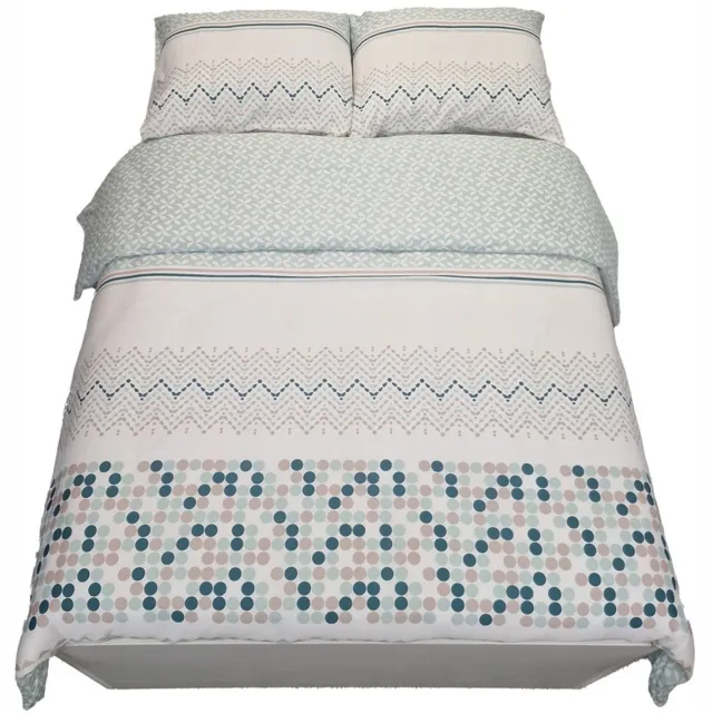 Sofiben Collection-het dekbedovertrek met een doorlopende rits over 3 zijden-dessin Mint- afm 140x220 wit