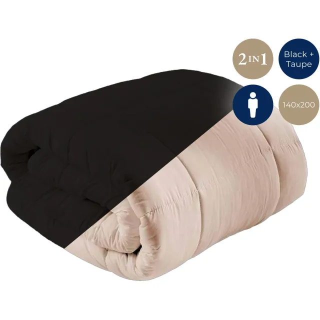 Meilleur Dekbed zonder overtrek - Wasbare dekbedden - 140X200 - Taupe Black Taupe - Zwart
