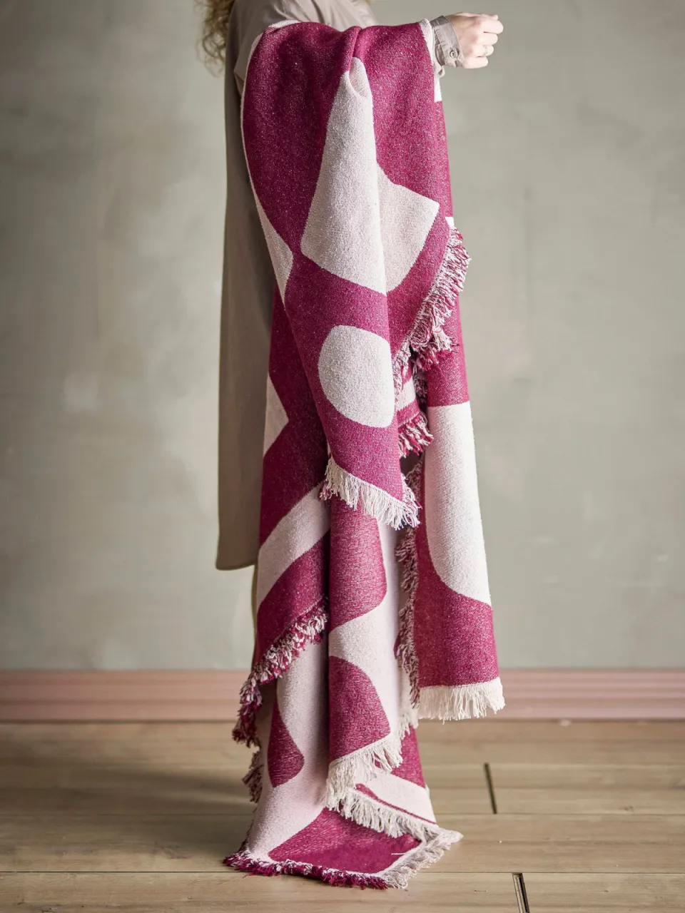 Bloomingville plaid Olica bordeaux, foto 3