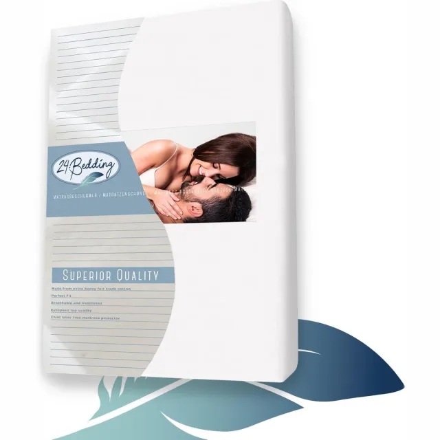 24-Bedding Duopak 2 stuks !! - Matrasbeschermer Molton - Extra Zwaar - Krimpvrij 90x210 cm Wit