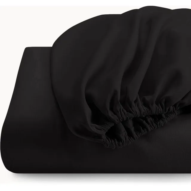 Y-not® Y-NOT - Hoeslaken - Mat Satijn The Way I Am Obsidian Black - 90x200+30 cm - Zwart