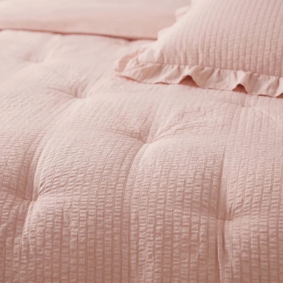 W seersucker dekbed zonder overtrek met kussensloop Lazy - ruffles roze, foto 7