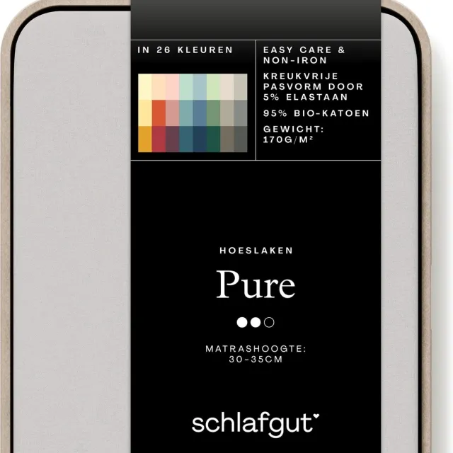 schlafgut Pure Bio Katoen Jersey Hoeslaken M - 120x200 - 130x220 511 Grey Light