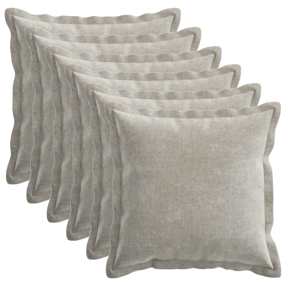 vidaXL Kussensloop 6 st HOUTEN Lichtgrijs 50 x 50 cm Chenille Stof, foto 3