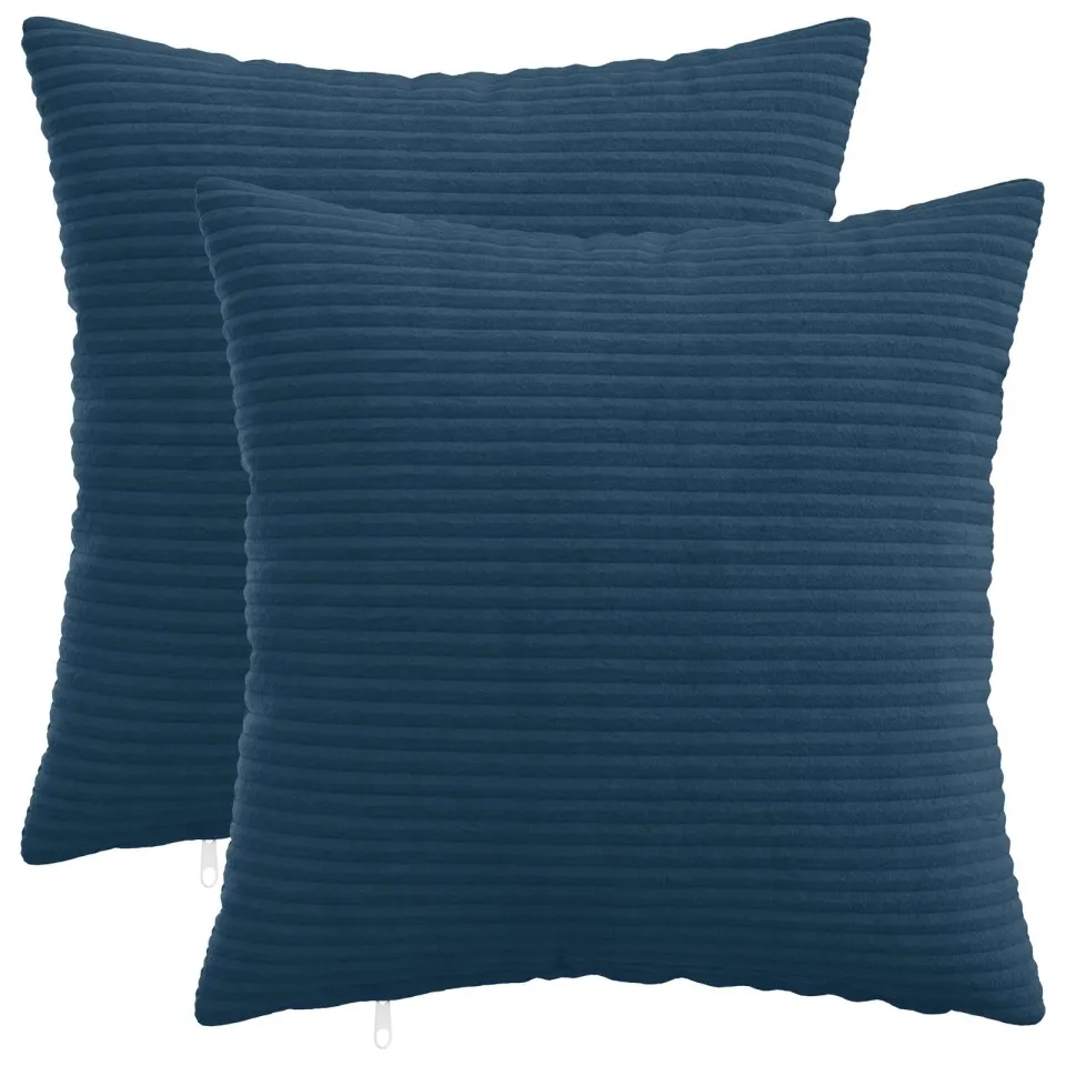 vidaXL Kussensloop 2 st HEERLEN Marineblauw 40 x 40 cm corduroy