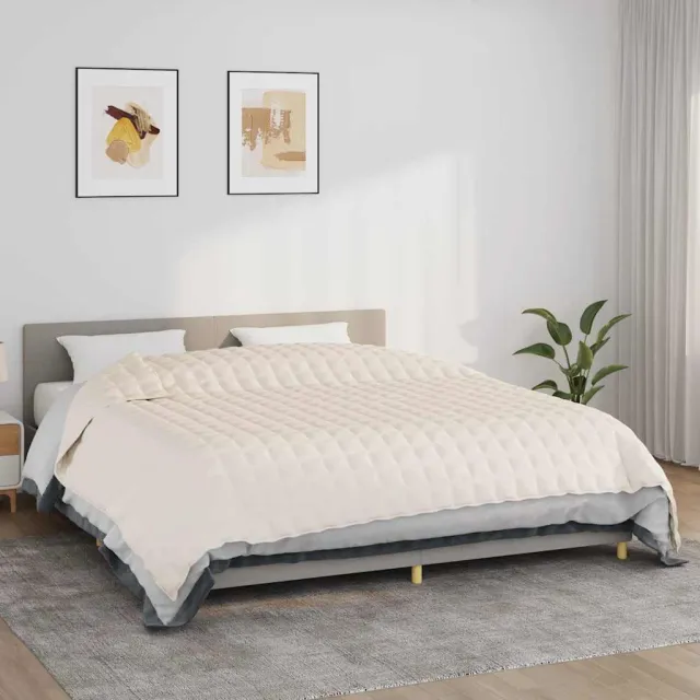 vidaXL Verzwaringsdeken 235x290 cm 11 kg stof lichtcrèmekleurig crème, foto 2