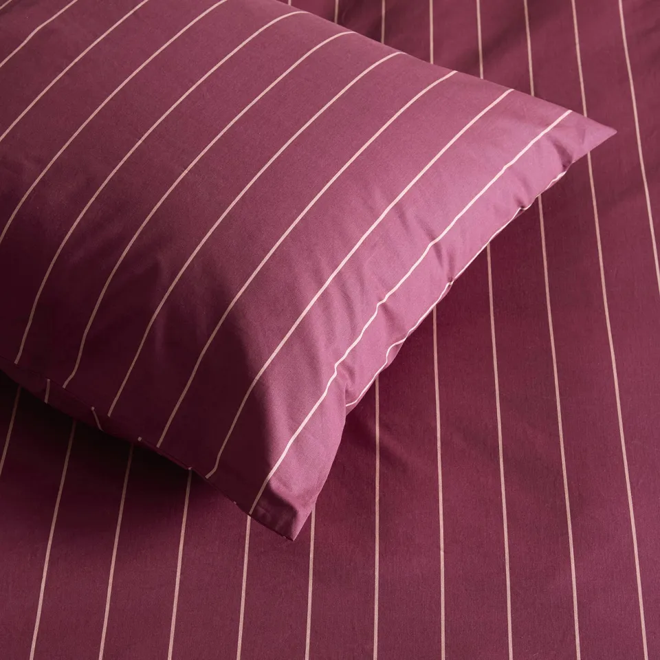 NOUS Living katoenen gestreepte 2-persoons dekbedovertrek 200x220 cm - donkerrood/roze, foto 5